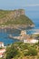 Panoramic view of Praia a Mare. Calabria. Italy.