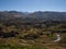 Panoramic view of pre inca stepped terraces anden farming agriculture in Colca Canyon valley Arequipa andes Peru