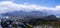 Panoramic view of Pringle Bay and Betty`s Bay seen from the peak of the Hangklip mountain with the same ocean on both sides