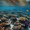 A panoramic view of a pristine coral reef with diverse marine life thriving in crystal-clear waters2