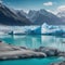 A panoramic view of a pristine glacier landscape with icy peaks and turquoise glacial lakes2