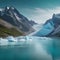 A panoramic view of a pristine glacier landscape with icy peaks and turquoise glacial lakes3