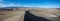 Panoramic view of the pristine sand of the Mesquite Flat Sand Dunes in Death Valley National Park