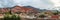 Panoramic view of Purmamarca town with Cerro de los siete colores on background - Purmamarca, Jujuy, Argentina