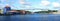 Panoramic view of Queen Juliana Bridge by St Anna Bay near Willemstad, Curacao