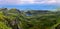 Panoramic view of Quiraing coastline in Scottish highlands