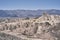 Panoramic view of the Red Cathedral and Manly Beacon at Zabriskie Point, in the Death Valley  Death
