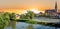 Panoramic view of Regensburg at sunset