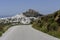 Panoramic view of the resort town of Chora and road Northern Sporades, Skyros island, Greece