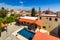 Panoramic view of Rhodes old town on Rhodes island, Greece. Rhodes old fortress cityscape. Travel destinations in Rhodes, Greece