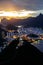 Panoramic view of Rio De Janeiro, Brazil landscape, Corcovado Moutain in Sunset