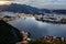 Panoramic view of Rio De Janeiro, Brazil landscape, Corcovado Moutain in Sunset