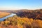 Panoramic view on river Nistru in the Soroca town on autumn, Moldova, the north-eastern part of the country. Picturesque