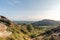 Panoramic view of The Roaches, Hen Cloud and Ramshaw Rocks in the Peak District National Park