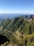 Panoramic view of the roads and mountains of the Rio do Rastro mountain range in Lauro Mueller