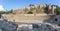 Panoramic view at the Roman Theater of Malaga and Malaga Alcazaba , an Moorish-style medieval fortress overlooking the sea, iconic
