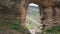 Panoramic view ronda mountain landscape with ruins. puento nuevo bridge view