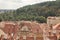 Panoramic view of the roofs of Prague from a bird`s eye view