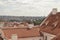Panoramic view of the roofs of Prague from a bird`s eye view
