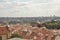 Panoramic view of the roofs of Prague from a bird`s eye view