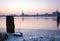 Panoramic view of Rostock over the river warnow