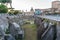 Panoramic view of the ruins of the Trajan`s Forum and the Cathol