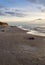 Panoramic view Rushing wave on a sunny day on the sandy beach of the Baltic Sea in Palanga, Lithuania