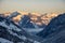 Panoramic view Saalbach hinterglemm steinernes Meer leogang sunset valley dusk