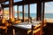 Panoramic view of Sagres Beach inside a restaurant, beaches of Algarve, south of Portugal.