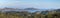 Panoramic view of the San Francisco bay area seen from an overlook in the hills of Marin County, California