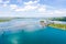 Panoramic view of the San Juanico bridge, the longest bridge in the country. It connects the Samar and Leyte islands in the
