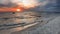 Panoramic view on sandy beach of the Baltic Sea at dawn