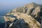 Panoramic view of the sandy beach of Omis Croatia from the high mountain