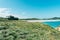 Panoramic view of the Santa Comba hermitage on the Atlantic coast of Spain