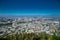 Panoramic view of Santiago de Chile city from San Cristobal hill point of view