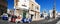 Panoramic view of scooters by the statue of Saint Oronzo, Ostuni, Apulia, Italy, La citta Bianca