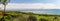 Panoramic view of the sea of Galilee from the Mount of Beatitudes, Israel