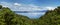 Panoramic view of the sea and the Islands of Batangas province. Mindoro island, Philippines