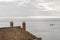 Panoramic view of a sea view from the Gulf of Salerno and a ship crossing it