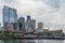 Panoramic view of Seattle Downtown and Aquarium from Pier 62