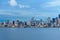 Panoramic view of Seattle Downtown and Space Needle from Puget Sound