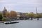 A panoramic view on the Seine in the city of Paris, France