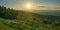 A Panoramic View of the Setting Sun in the Blue Ridge Mountains