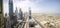 Panoramic view of Sheikh Zayed Road skyscrapers in Dubai, UAE