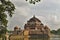 A panoramic view of Sher Shah\'s Tomb at sunset