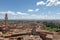 Panoramic view of Siena city with Piazza del Campo and the Torre del Mangia