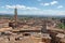 Panoramic view of Siena city with Piazza del Campo and the Torre del Mangia