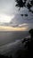 panoramic view of the silhouette of the evening twilight from the top of the cliff