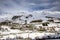 Panoramic view of the ski resort Les Menuires in the French alps in winter