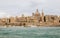 Panoramic View on the Skyline of historical Valletta during a stormy day